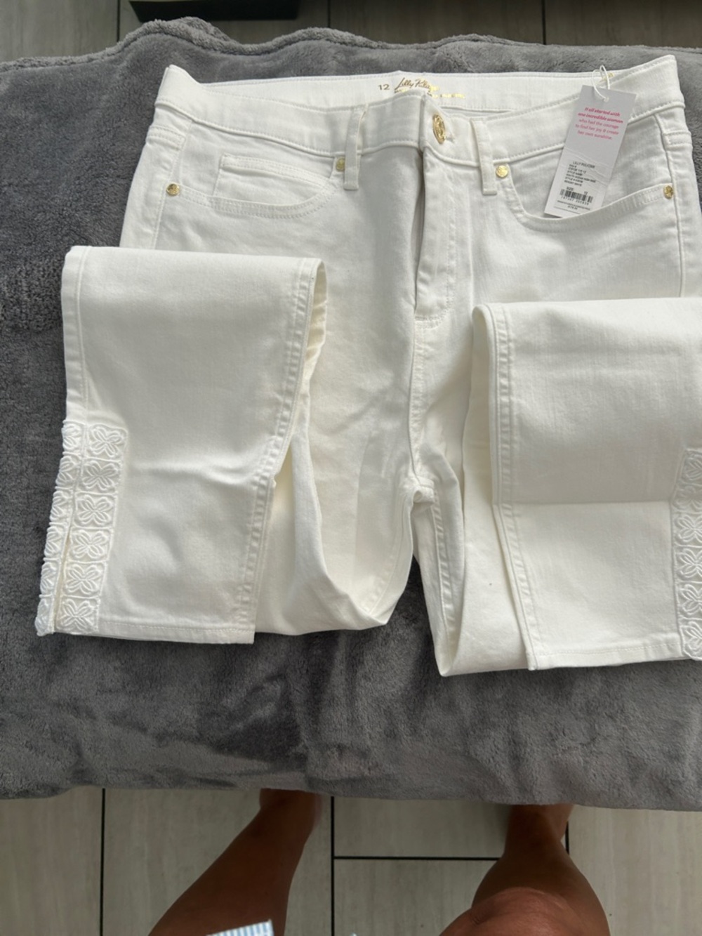 Lilly Pulitzer South Ocean White High-Rise Women's Jeans NWT -Size 12 - Picture 7 of 11